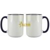 Accent Sublimation Blank Ceramic Mug - White w/Blue Rim and Handle - 11 oz Thumbnail