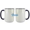 Accent Sublimation Blank Ceramic Mug - White w/Blue Rim and Handle - 11 oz Thumbnail