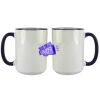 Accent Sublimation Blank Ceramic Mug - White w/Blue Rim and Handle - 11 oz Thumbnail