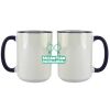 Accent Sublimation Blank Ceramic Mug - White w/Blue Rim and Handle - 11 oz Thumbnail