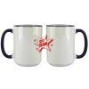 Accent Sublimation Blank Ceramic Mug - White w/Blue Rim and Handle - 11 oz Thumbnail
