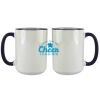 Accent Sublimation Blank Ceramic Mug - White w/Blue Rim and Handle - 11 oz Thumbnail