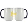 Accent Sublimation Blank Ceramic Mug - White w/Blue Rim and Handle - 11 oz Thumbnail