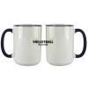 Accent Sublimation Blank Ceramic Mug - White w/Blue Rim and Handle - 11 oz Thumbnail