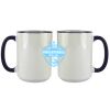 Accent Sublimation Blank Ceramic Mug - White w/Blue Rim and Handle - 11 oz Thumbnail