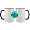 Accent Sublimation Blank Ceramic Mug - White w/Blue Rim and Handle - 11 oz Thumbnail