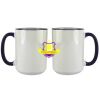Accent Sublimation Blank Ceramic Mug - White w/Blue Rim and Handle - 11 oz Thumbnail