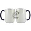 Accent Sublimation Blank Ceramic Mug - White w/Blue Rim and Handle - 11 oz Thumbnail