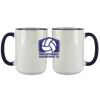 Accent Sublimation Blank Ceramic Mug - White w/Blue Rim and Handle - 11 oz Thumbnail