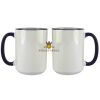 Accent Sublimation Blank Ceramic Mug - White w/Blue Rim and Handle - 11 oz Thumbnail
