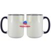 Accent Sublimation Blank Ceramic Mug - White w/Blue Rim and Handle - 11 oz Thumbnail