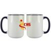 Accent Sublimation Blank Ceramic Mug - White w/Blue Rim and Handle - 11 oz Thumbnail