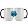 Accent Sublimation Blank Ceramic Mug - White w/Blue Rim and Handle - 11 oz Thumbnail