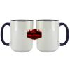 Accent Sublimation Blank Ceramic Mug - White w/Blue Rim and Handle - 11 oz Thumbnail