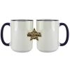 Accent Sublimation Blank Ceramic Mug - White w/Blue Rim and Handle - 11 oz Thumbnail