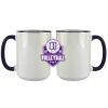 Accent Sublimation Blank Ceramic Mug - White w/Blue Rim and Handle - 11 oz Thumbnail