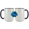 Accent Sublimation Blank Ceramic Mug - White w/Blue Rim and Handle - 11 oz Thumbnail