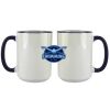 Accent Sublimation Blank Ceramic Mug - White w/Blue Rim and Handle - 11 oz Thumbnail
