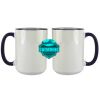 Accent Sublimation Blank Ceramic Mug - White w/Blue Rim and Handle - 11 oz Thumbnail