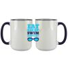 Accent Sublimation Blank Ceramic Mug - White w/Blue Rim and Handle - 11 oz Thumbnail