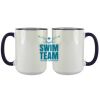 Accent Sublimation Blank Ceramic Mug - White w/Blue Rim and Handle - 11 oz Thumbnail