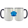 Accent Sublimation Blank Ceramic Mug - White w/Blue Rim and Handle - 11 oz Thumbnail