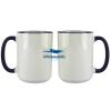 Accent Sublimation Blank Ceramic Mug - White w/Blue Rim and Handle - 11 oz Thumbnail