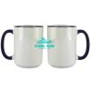 Accent Sublimation Blank Ceramic Mug - White w/Blue Rim and Handle - 11 oz Thumbnail