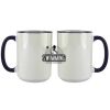 Accent Sublimation Blank Ceramic Mug - White w/Blue Rim and Handle - 11 oz Thumbnail