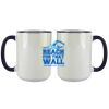 Accent Sublimation Blank Ceramic Mug - White w/Blue Rim and Handle - 11 oz Thumbnail