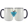 Accent Sublimation Blank Ceramic Mug - White w/Blue Rim and Handle - 11 oz Thumbnail