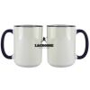 Accent Sublimation Blank Ceramic Mug - White w/Blue Rim and Handle - 11 oz Thumbnail