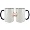 Accent Sublimation Blank Ceramic Mug - White w/Blue Rim and Handle - 11 oz Thumbnail