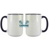 Accent Sublimation Blank Ceramic Mug - White w/Blue Rim and Handle - 11 oz Thumbnail
