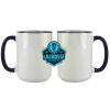 Accent Sublimation Blank Ceramic Mug - White w/Blue Rim and Handle - 11 oz Thumbnail