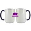 Accent Sublimation Blank Ceramic Mug - White w/Blue Rim and Handle - 11 oz Thumbnail