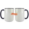 Accent Sublimation Blank Ceramic Mug - White w/Blue Rim and Handle - 11 oz Thumbnail