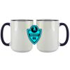 Accent Sublimation Blank Ceramic Mug - White w/Blue Rim and Handle - 11 oz Thumbnail