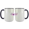 Accent Sublimation Blank Ceramic Mug - White w/Blue Rim and Handle - 11 oz Thumbnail