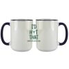 Accent Sublimation Blank Ceramic Mug - White w/Blue Rim and Handle - 11 oz Thumbnail