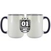 Accent Sublimation Blank Ceramic Mug - White w/Blue Rim and Handle - 11 oz Thumbnail