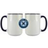 Accent Sublimation Blank Ceramic Mug - White w/Blue Rim and Handle - 11 oz Thumbnail