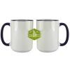 Accent Sublimation Blank Ceramic Mug - White w/Blue Rim and Handle - 11 oz Thumbnail