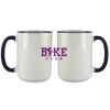 Accent Sublimation Blank Ceramic Mug - White w/Blue Rim and Handle - 11 oz Thumbnail