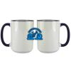 Accent Sublimation Blank Ceramic Mug - White w/Blue Rim and Handle - 11 oz Thumbnail