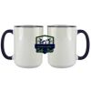 Accent Sublimation Blank Ceramic Mug - White w/Blue Rim and Handle - 11 oz Thumbnail