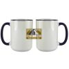 Accent Sublimation Blank Ceramic Mug - White w/Blue Rim and Handle - 11 oz Thumbnail