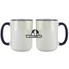 Accent Sublimation Blank Ceramic Mug - White w/Blue Rim and Handle - 11 oz Thumbnail