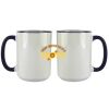 Accent Sublimation Blank Ceramic Mug - White w/Blue Rim and Handle - 11 oz Thumbnail