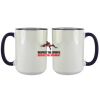 Accent Sublimation Blank Ceramic Mug - White w/Blue Rim and Handle - 11 oz Thumbnail